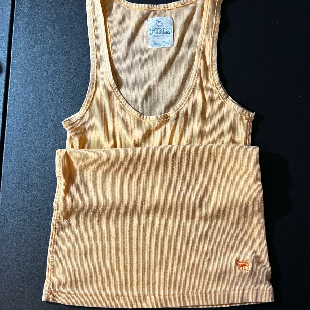 PINK long, ribbed tank top